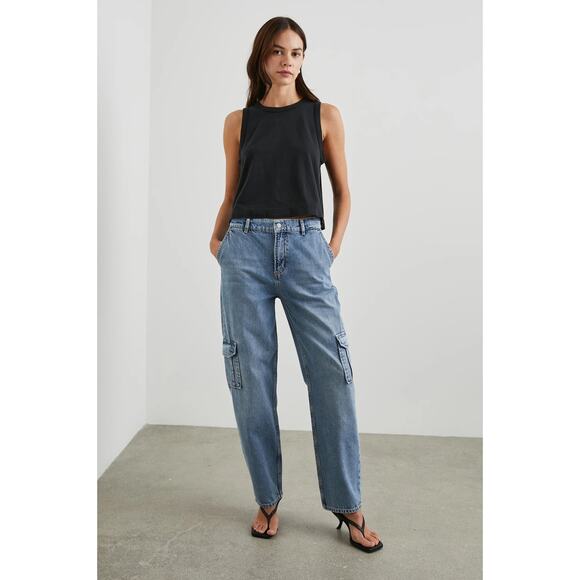Rails Speedway Cargo Pant in Breezy Blue Relaxed Slouchy Boyfriend Jeans Size 25 - Picture 1 of 16